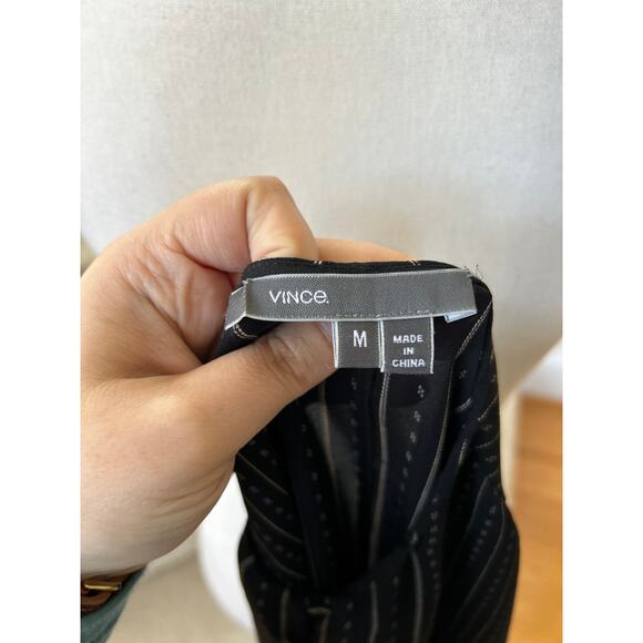 Vince Black White Printed Dolman Sleeve Silk Blouse - Picture 3 of 8